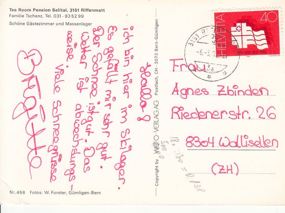 Cartoline postali: Riffenmatt Selital 1982 – Usato da Bürglen TG venduto da StampGraf 1