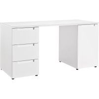 Schreibtisch weiss mit Glasplatte