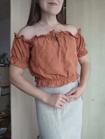 Terracotta Off-Shoulder Top 36 Leinen Cottagecore