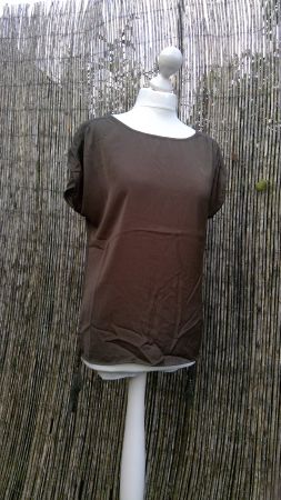 T-shirt Chemisier kaki satiné ORSAY pompons, taille M, NEUF