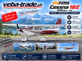 FMS Cessna 182 PNP rot - 150 cm, Offiziell lizensiert