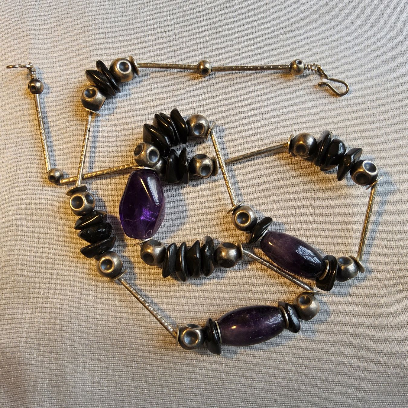 Catenine: Handmade Sterling Silber/Amethyst/Onyx Halskette Collier – Usato da Zürich venduto da helsan 2