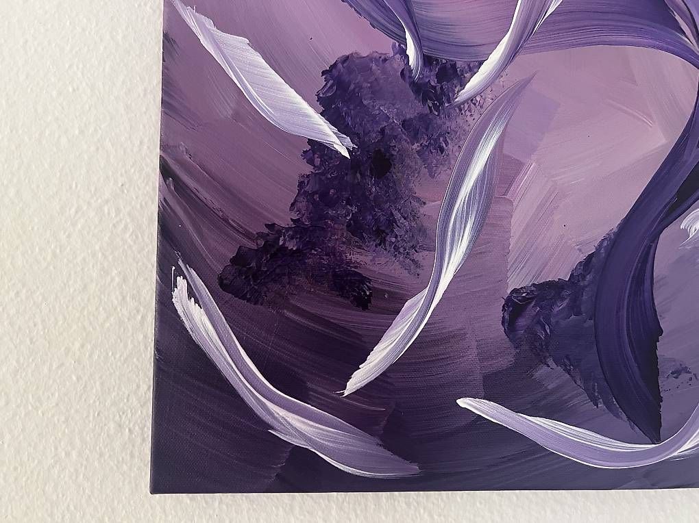 Dipinti: 40x40cm Bild violett "Fliegende Felsen" – Nuovo e nell'imballaggio originale da Urdorf venduto da manuela4 1