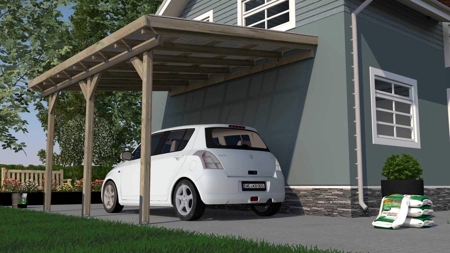Unterstände: Variante 2 Weka Anlehn-Carport 671 – Neu und originalverpackt aus Diepflingen von Der_billige_max