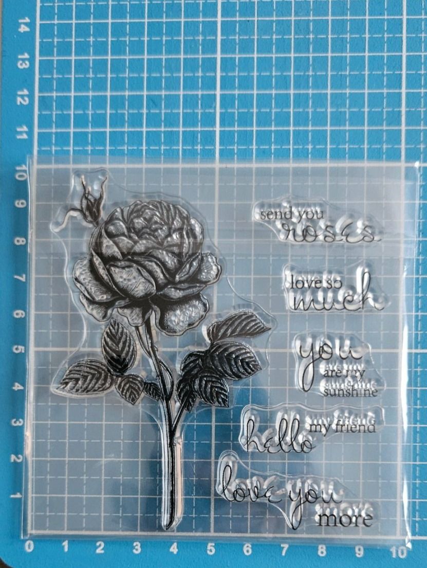 Timbri: Silikonstempel Nr.571, Blume, Rose und Texte – Nuovo e nell'imballaggio originale da Gretzenbach venduto da Fliegepilz56 1