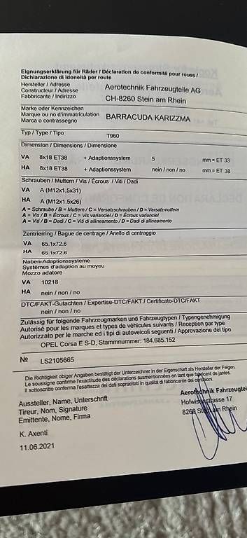 Opel Cerchioni: Opel Corsa E Felgen Barracuda – Usato da Kallnach venduto da sch_f5qg 4
