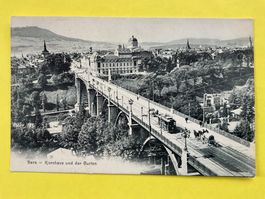 AK Bern. Kornhaus und der Gurten. Tram und Pferdefuhrwerk