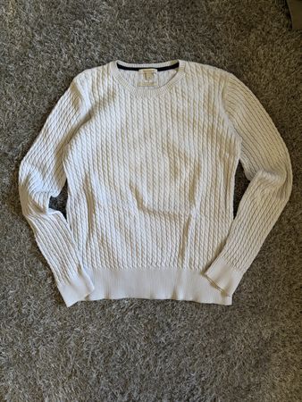 Barbour Cable Knit Sweater Pima Cotton Cream Size 10
