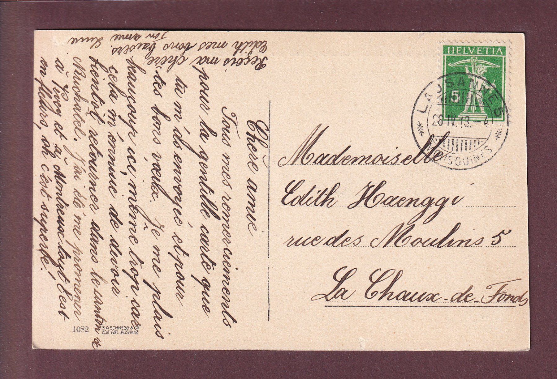 Ansichtskarten: LAUSANNE - BCV - 1913 – Gebraucht aus Pully von nicecards 1