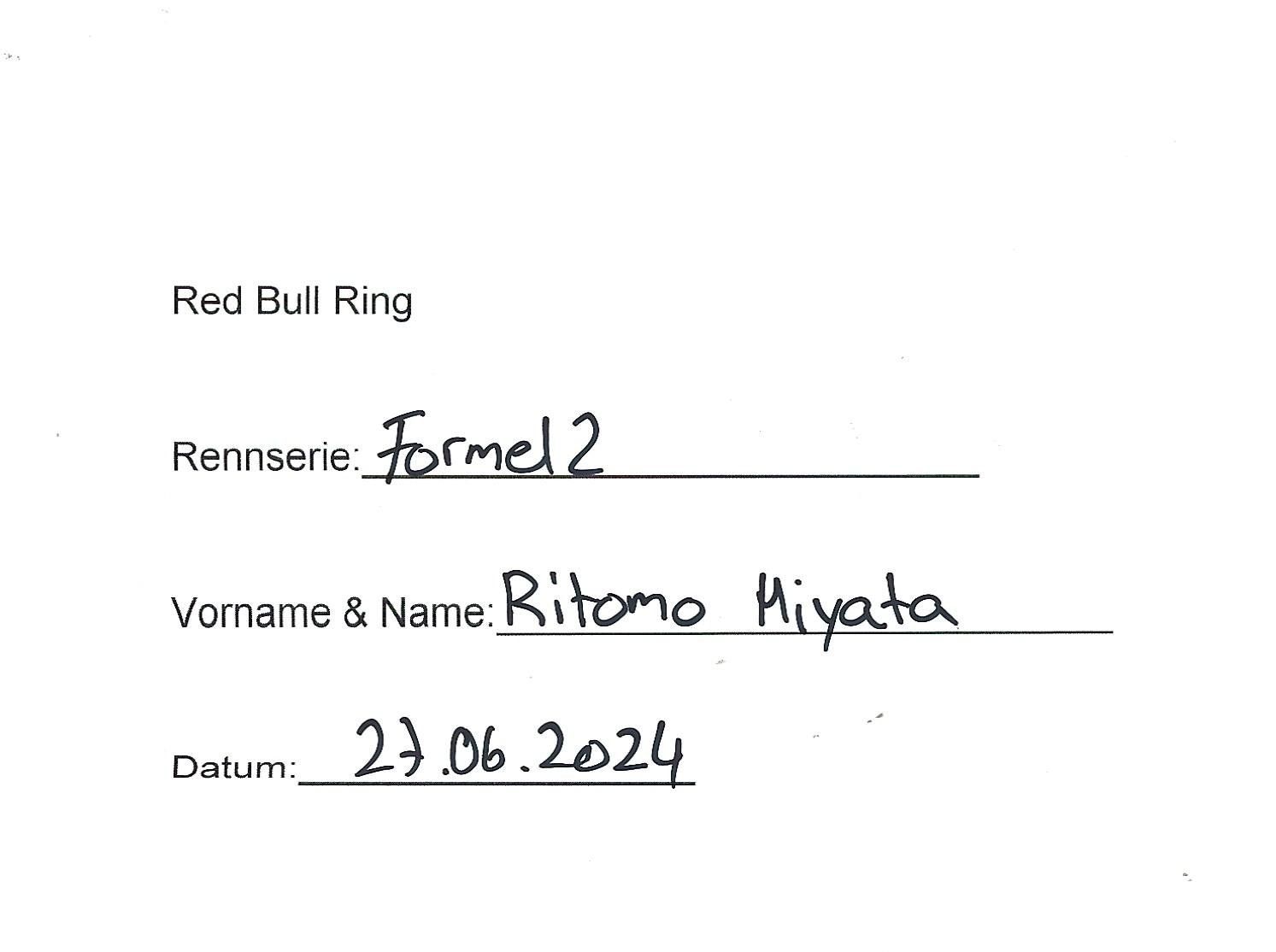 Autografi: Karte Ritomo Miyata, Formel 2 – Usato da Aarburg venduto da Hktm 1