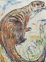 FRITZ HUG LITHOGRAPHIE SIGNIERT FISCHOTTER GRÖSSE 53X38CM