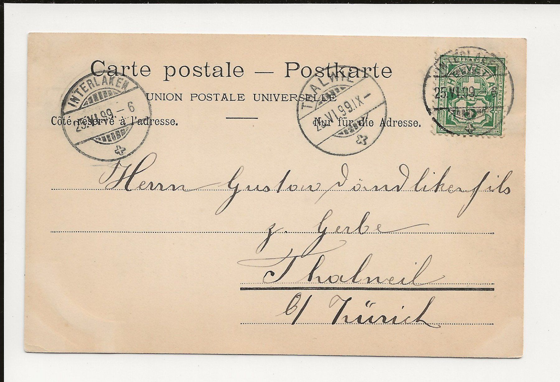 Cartoline postali: AK 1899 Schweizer Dorf - Berner Oberland – Usato da Greifensee venduto da 315WDO 1