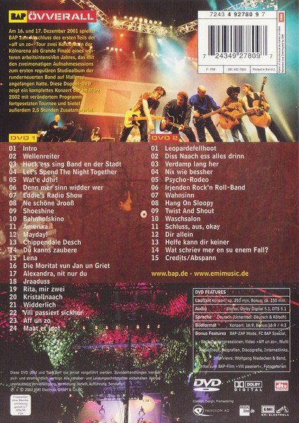 Alle DVDs: Bap – Övverall – Gebraucht aus Brittnau von Zibu 1