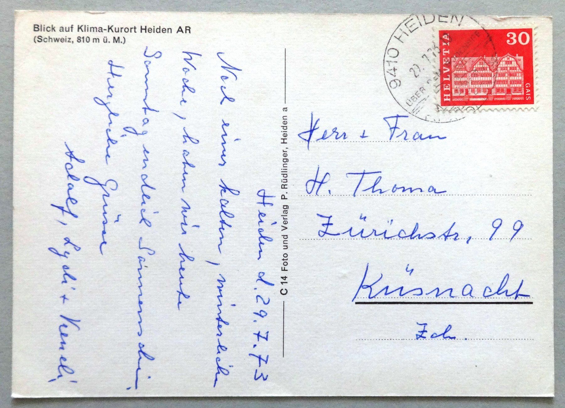 Cartoline postali: Blick auf Klima-Kurort Heiden AR – Difettoso da Fétigny venduto da Billy2miny 1