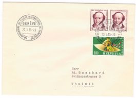 Lettre de Genève cachet S382 pour Thalwil le 23.V.55
