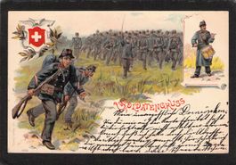 Litho Soldatengruss  , gel.1899