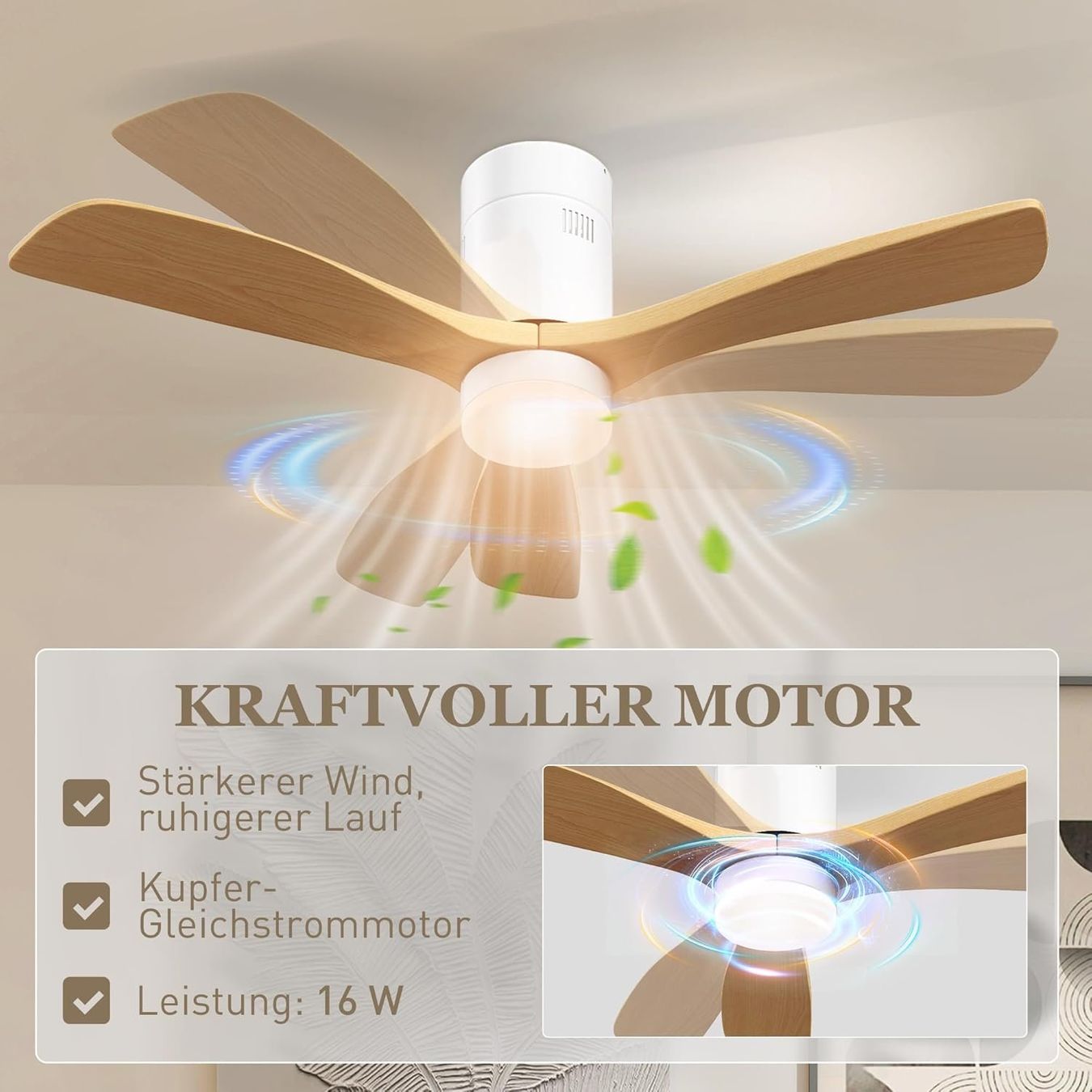 Purificatori d'aria: Deckenventilator 117cm Hellbraun – Nuovo e nell'imballaggio originale da Bottighofen venduto da zaap 5
