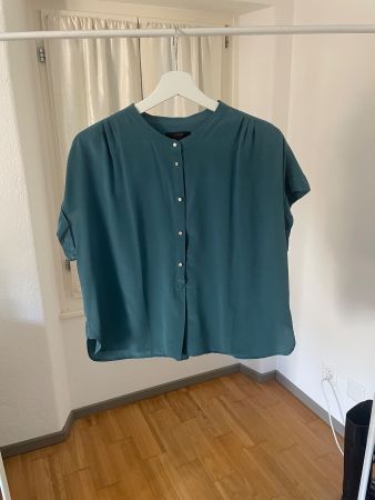 J Crew Bluse Seide petrol wassergrün 36 boxy
