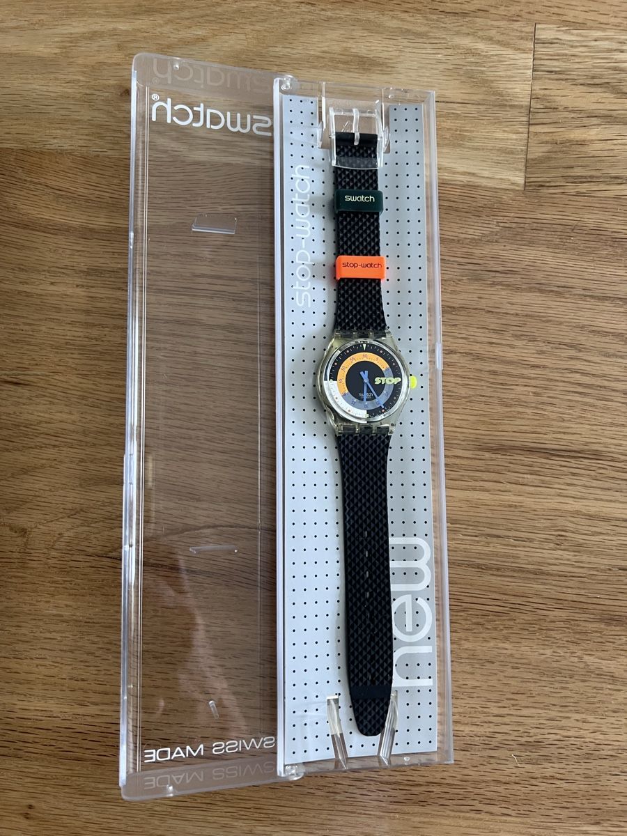 Swatch Orologi: Ungetragene Swatch Stop-watch Coffee Break, neu – Nuovo e nell'imballaggio originale da Altendorf venduto da ybe_fnz2