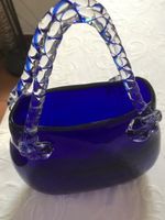 Murano Glas Handtasche, blau, mit Henkel,