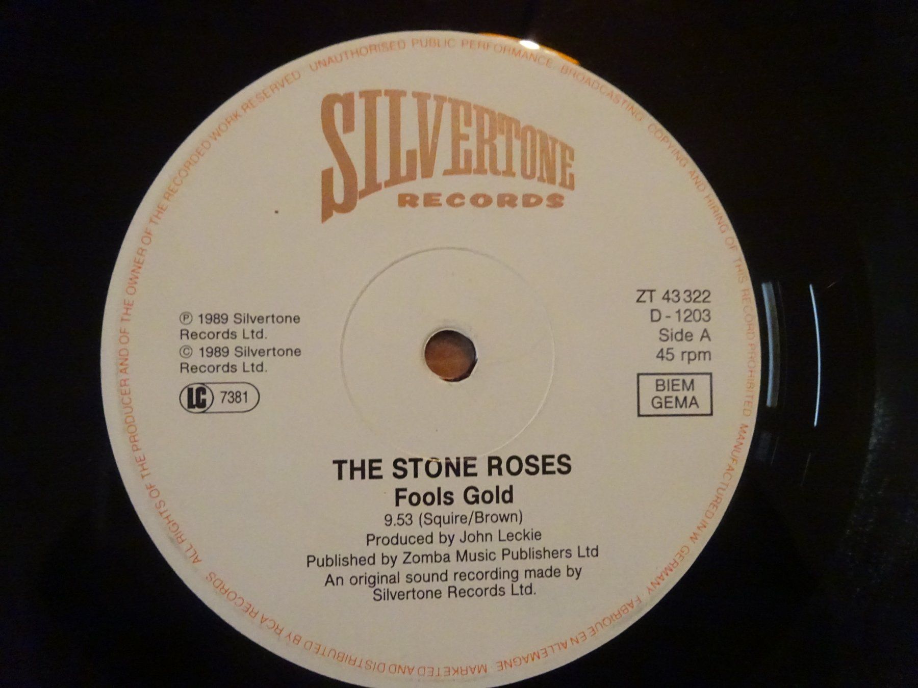 Schallplatten: THE STONE ROSES ** FOOLS GOLD 9.53 – Gebraucht aus Luzern von xrayspex99 4
