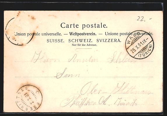 Cartoline postali: AK Wald, Teilansicht mit Kirche, 1901 – Usato da Berlin venduto da bartko-reher 1
