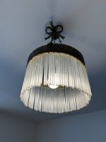 Art-Deco-Pendelleuchte mit Glasstäben, Messing, Kettenzug