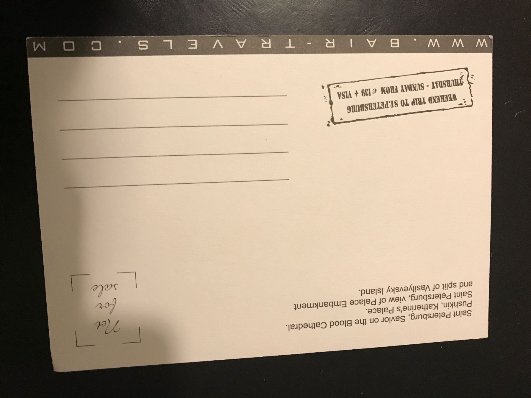 Ansichtskarten: Postkarte St. Petersburg – Neu (gemäss Beschreibung) aus Abtwil SG von mutts1 1