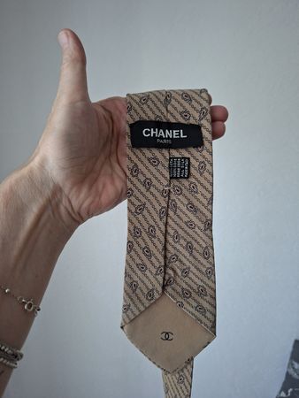 Chanel Krawatte Seide beige Paisley