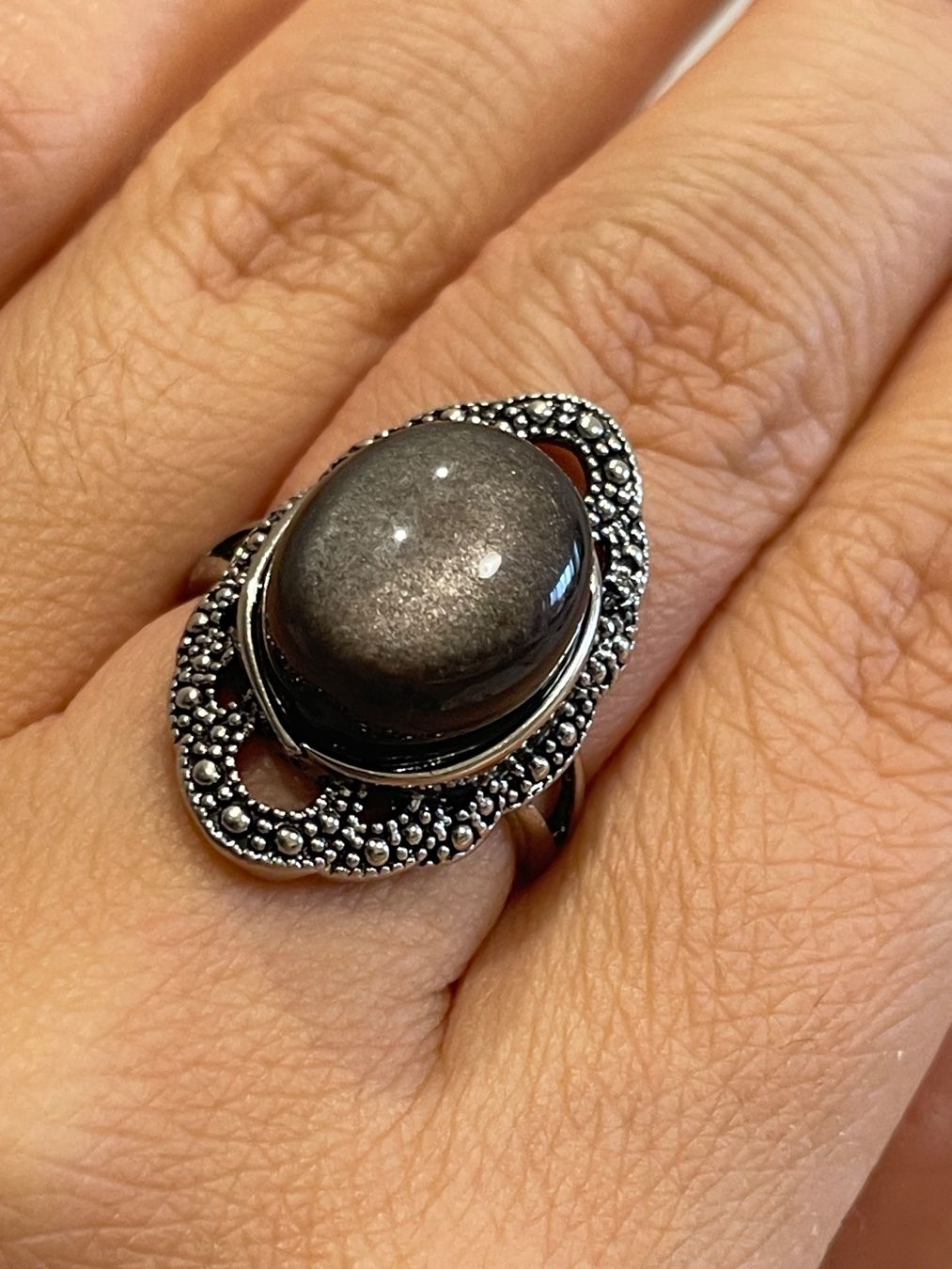 Ringe: 100 % echter Silberobsidian-Ring – Edelsteinring – Neu und originalverpackt aus Schiers von sisikristall 2