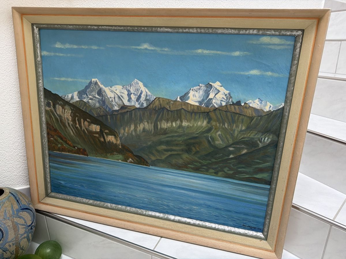 Gemälde: Gemälde, Berglandschaft mit See , 1948. – Gebraucht aus Biberist von Momo33 7