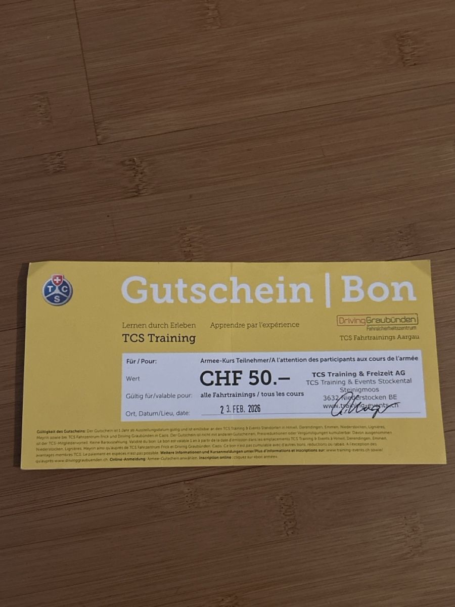 TCS Gutscheine: TCS Gutschein – Neu und originalverpackt aus Langenthal von and_f9bh