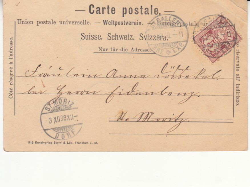 Cartoline postali: St. Gallen Linsenbühlkirche 1898 – Usato da Bürglen TG venduto da StampGraf 1