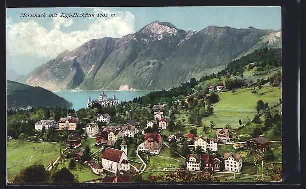 Cartoline postali: AK Morschach, Totale mit Rigi-Hochfluh – Usato da Berlin venduto da bartko-reher