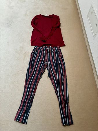 Long Sleeve Shirt & Striped Pants, Pyjama