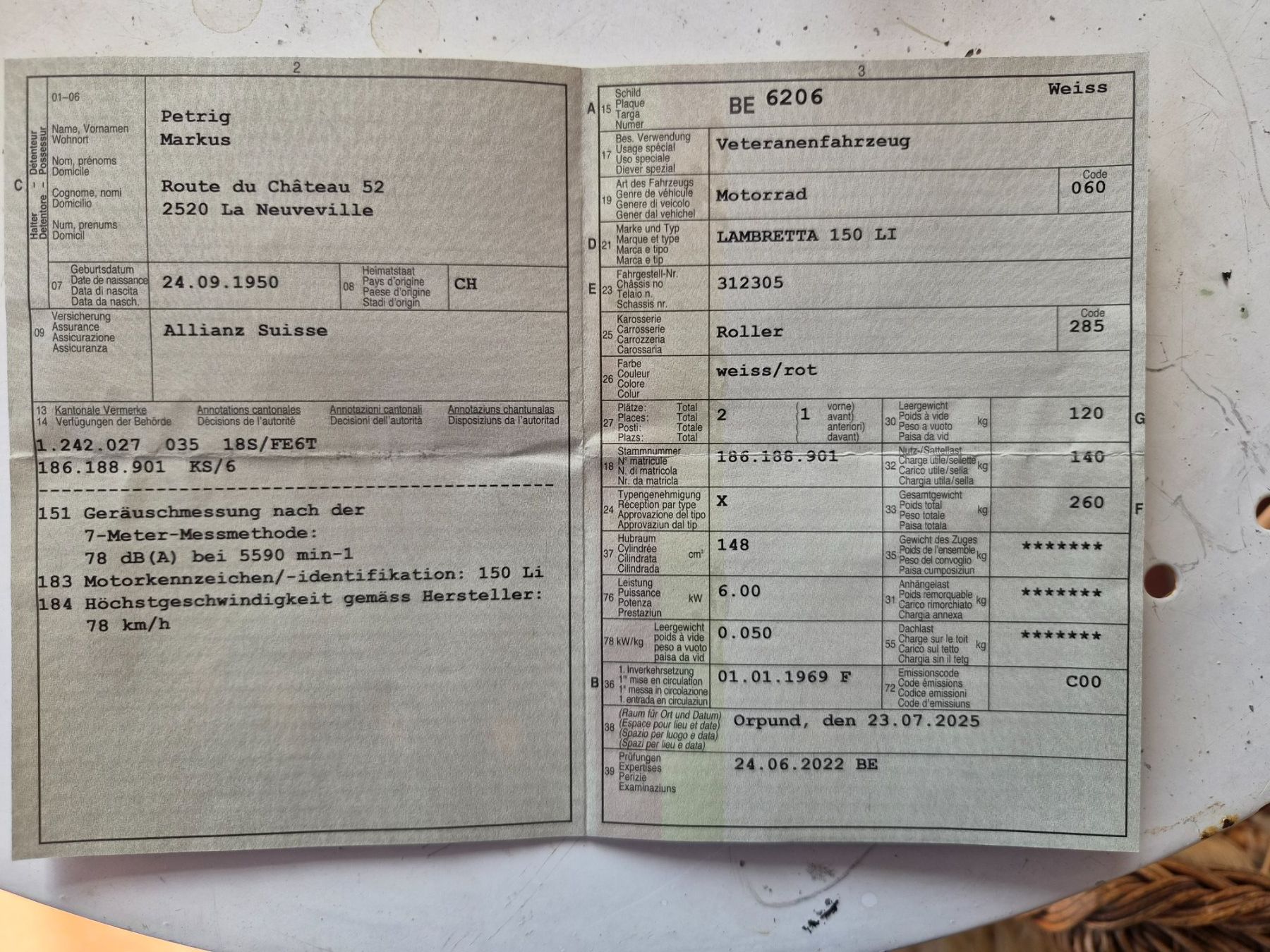 Lambretta Strada: Lambretta 150 ccm Veteran – Usato da La Neuveville venduto da mpe_87b8