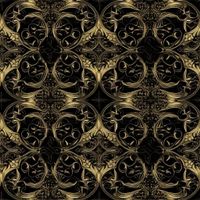 French Terry "Conquest" Ornamente Stoff schwarz gold je m