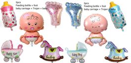 5 Tlg. Junge Mädchen Folie Ballon SET für neu geboren
