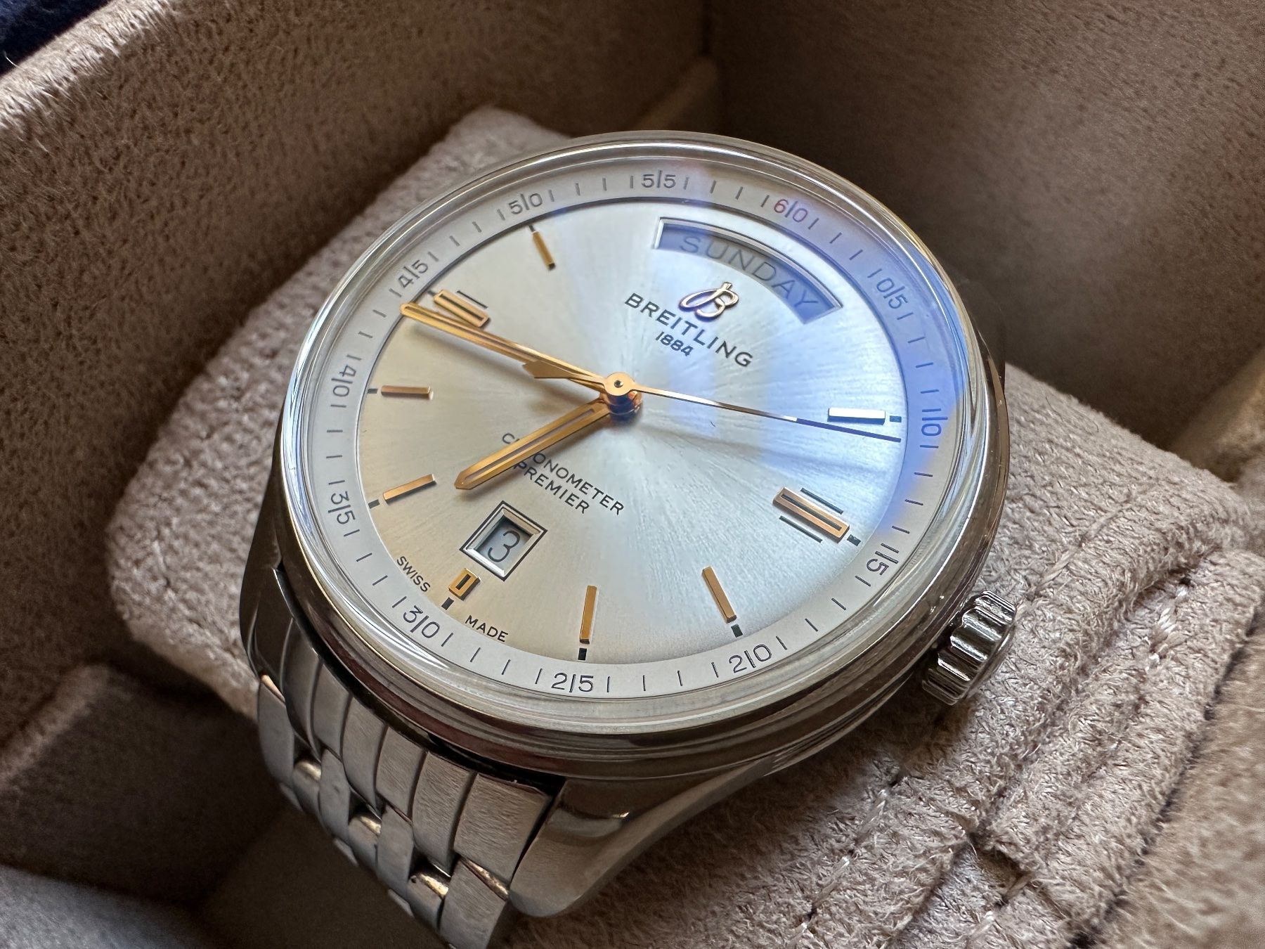 Breitling Orologi: Breitling Premier Automatic Day Date 40 A45340 Full-Set – Usato da Matten b. Interlaken venduto da cour13 3