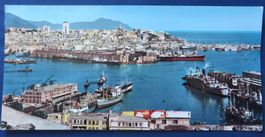 Grosse Postkarte GENUA GENOVA PANORAMA UND HAFEN 21x10cm