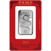 25 STK a 1 Unze PAMP Lunar  Drache .999 Silber