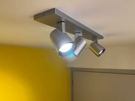 Deckenlampe 3 Spots Metall silber-matt, sehr guter Zustand