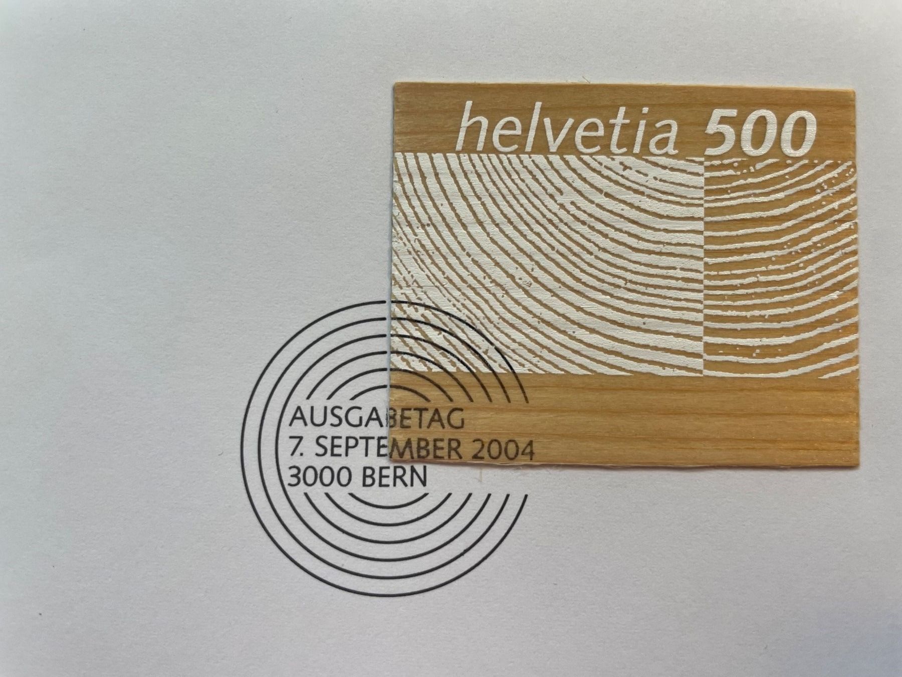 Alle Briefmarken: 2004 Holzbriefmarke Ausgabe-Brief – Gebraucht aus Küssnacht am Rigi von POSTOMASTER 1