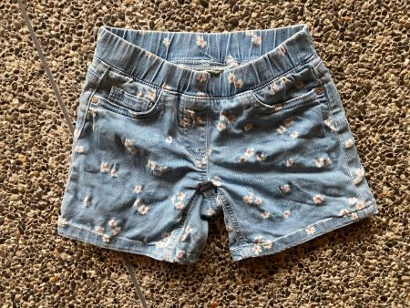 Kurze Jeans Hose, Shorts Blumen Gr. 128