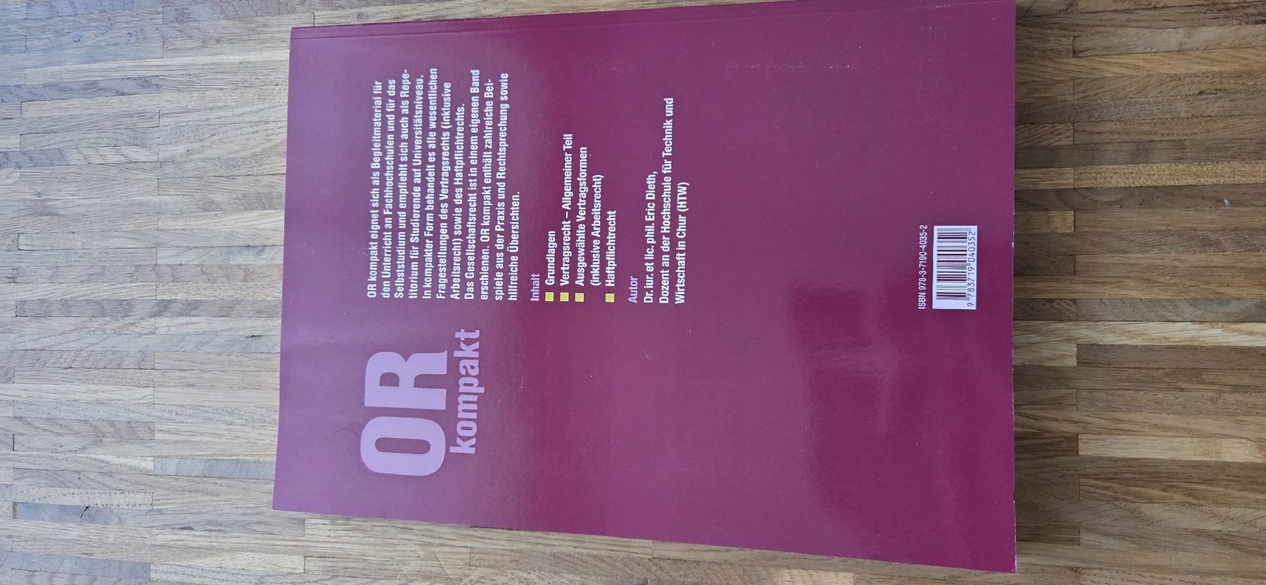Libri: OR kompakt - Eric Dieth - Recht - Studium - Top Zustand! – Usato da Cham venduto da _Chruesimuesi_ 1