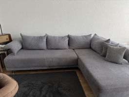 Ecksofa grau Stoff gute Zustand mit Flecken