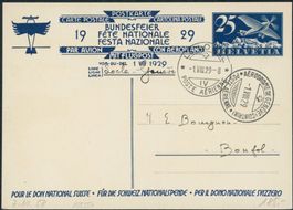 1929 - Pro Patria - Bundesfeierkarte - Flugpost - 1. August