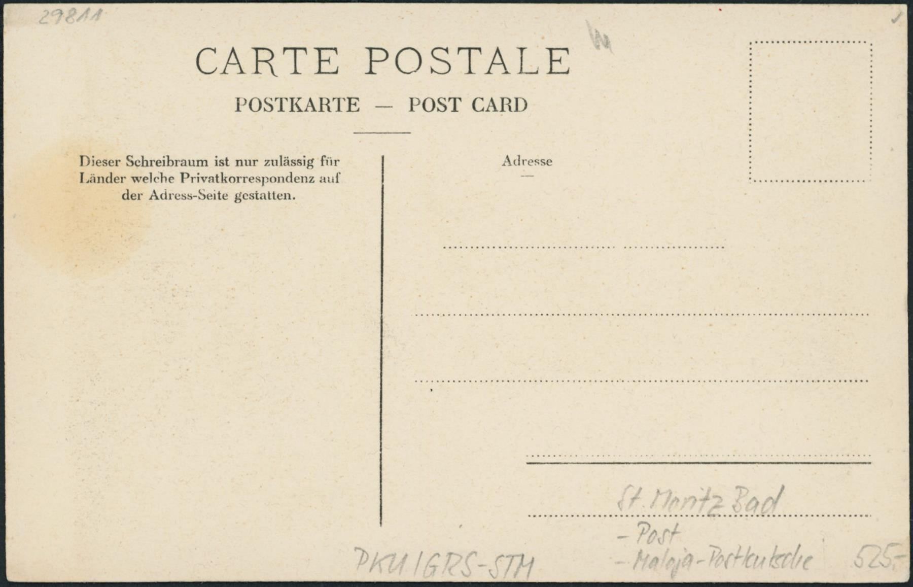 Cartoline postali: GRS St. Moritz Bad - Maloja Postkutsche – Usato da Schindellegi venduto da leecollect 1