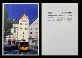 Chur Stadt Obertor Postauto Saurer RH580-25 Foto Druck A5