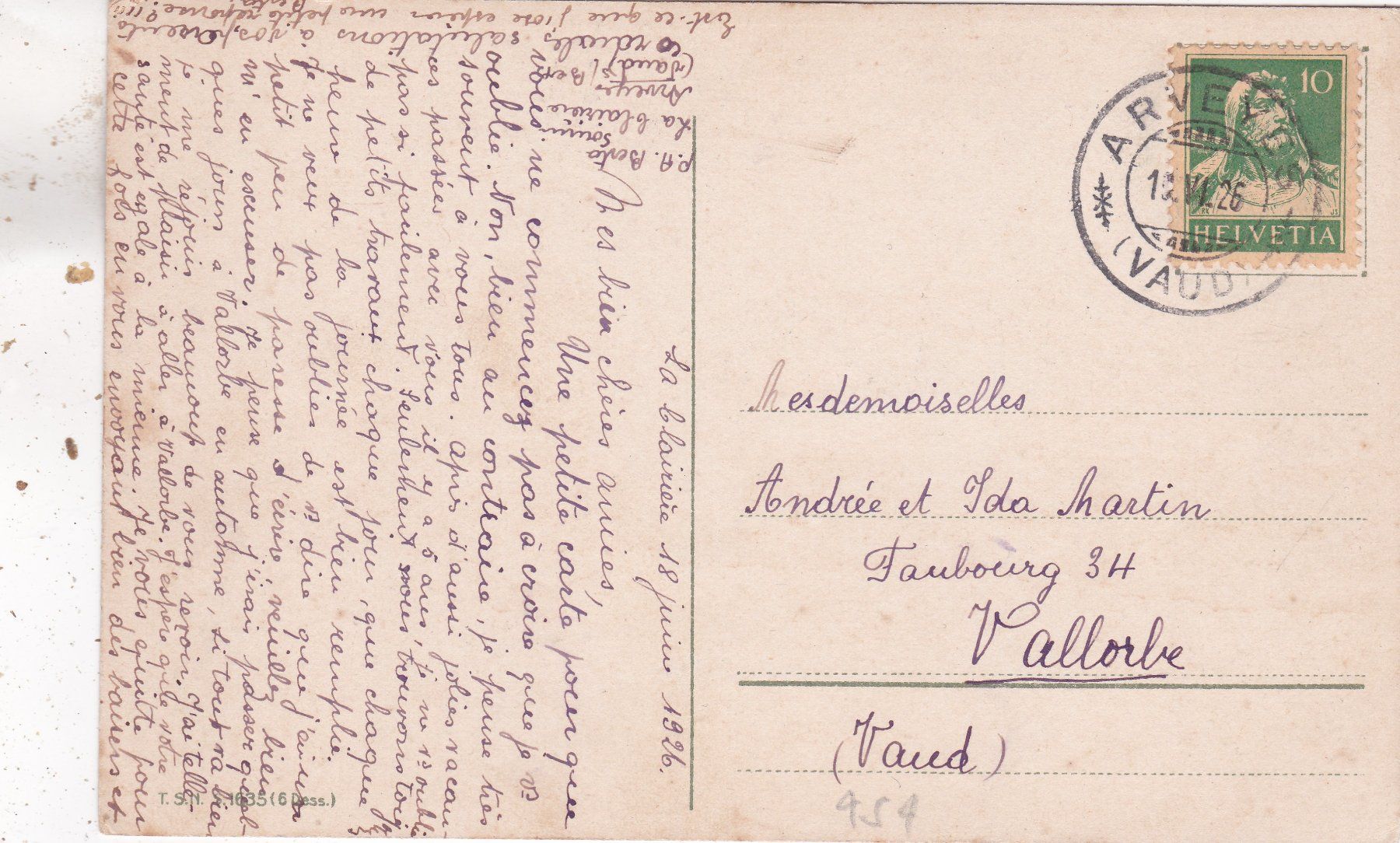 Ansichtskarten: Kitsch Blume Rose 1926 – Gebraucht aus Herisau von Lisegrat2008 1
